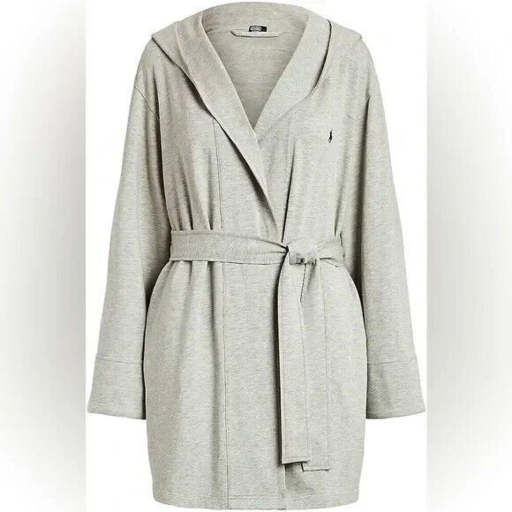 New Women's  Polo Ralph Lauren Hooded Robe in Heather Gray Size Large